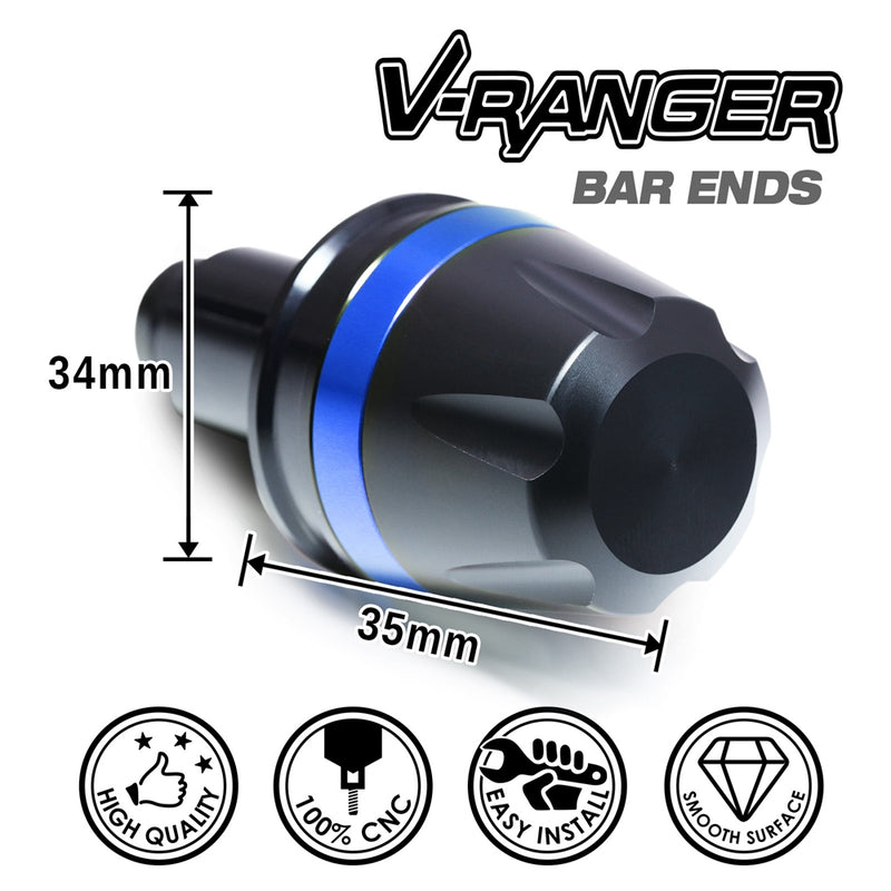 Fit Yamaha YZF R1 1998-2019 R1M 2015-2019 Engraved V-Ranger Bar Ends - MC Motoparts