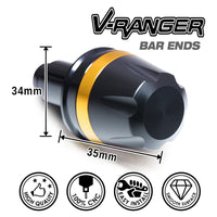 Fit Honda CBR 600RR 900RR 1000RR Engraved V-Ranger Bar Ends - MC Motoparts