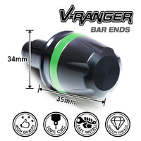 Fit Kawasaki Z125 Pro 2016-2019 Engraved V-Ranger Bar Ends - MC Motoparts