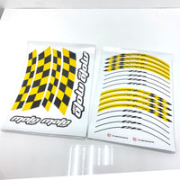 Moto GP Black Check 17 inch Wheel Front & Rear Rim Sticker Set - MC Motoparts