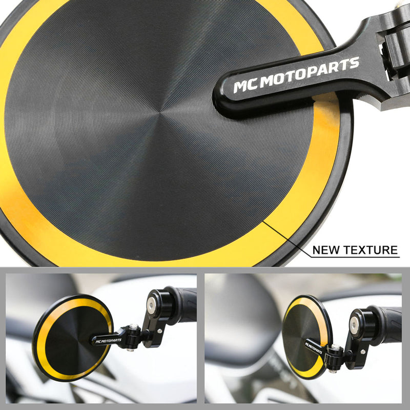 Fit Yamaha YZF R1 R6 Reborn CNC Bar End Mirrors Round Folding Set - MC Motoparts