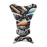 Gas Tank Sticker Motorcycle Tank Pad Protector Anti Slip Fish Bone Japanese Sci Fi - MC Motoparts