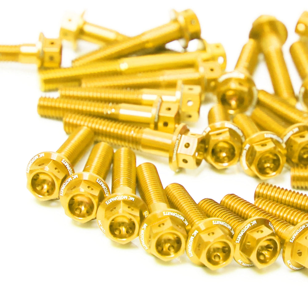 Race spec CNC crankcase cover bolt kit for Honda GROM125 2014-2020, M6 bolts, black finish, by MC Motoparts.
