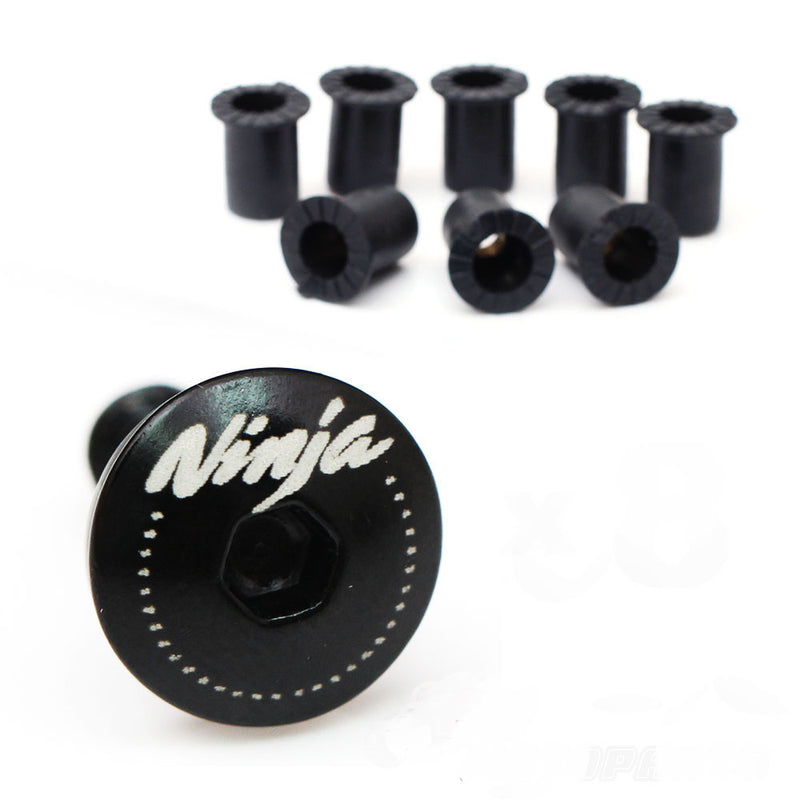 Fit Kawasaki Ninja Engraved Logo Windshield Bolts - MC Motoparts