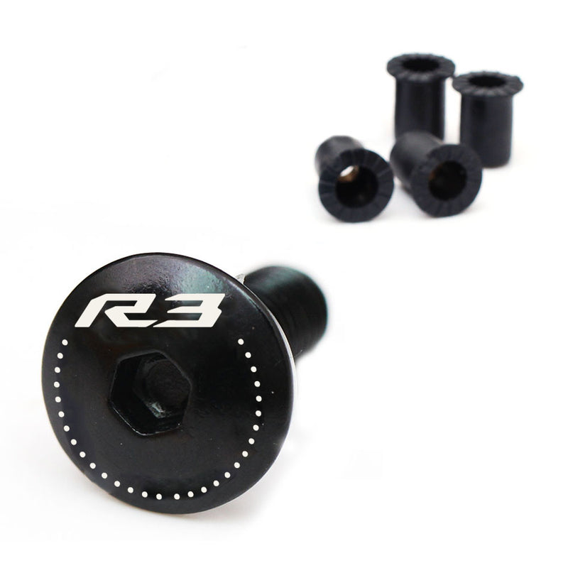 Fit Yamaha YZF R3 2014-2020 Engraved Logo Windshield Bolts - MC Motoparts