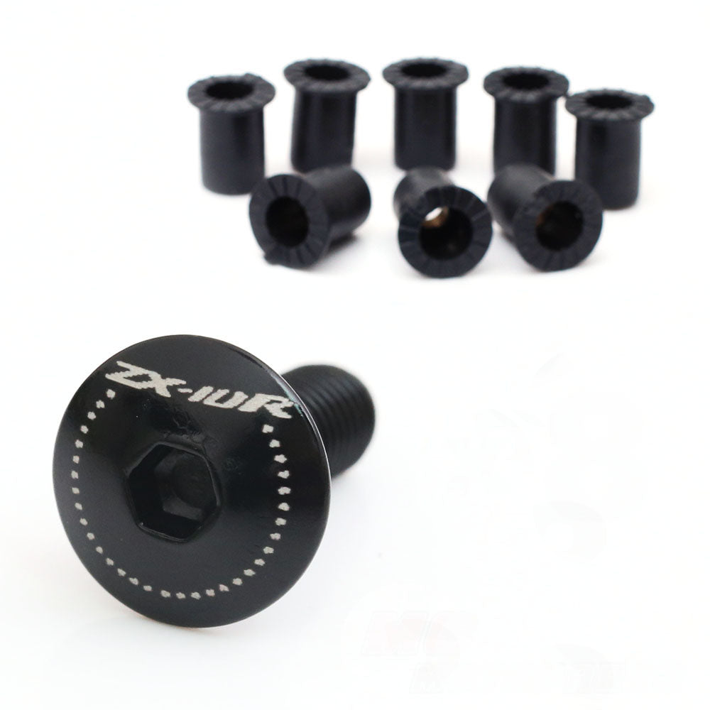 Fit Kawasaki Ninja ZX-10R 04-20 Engraved Logo Windshield Bolts - MC Motoparts