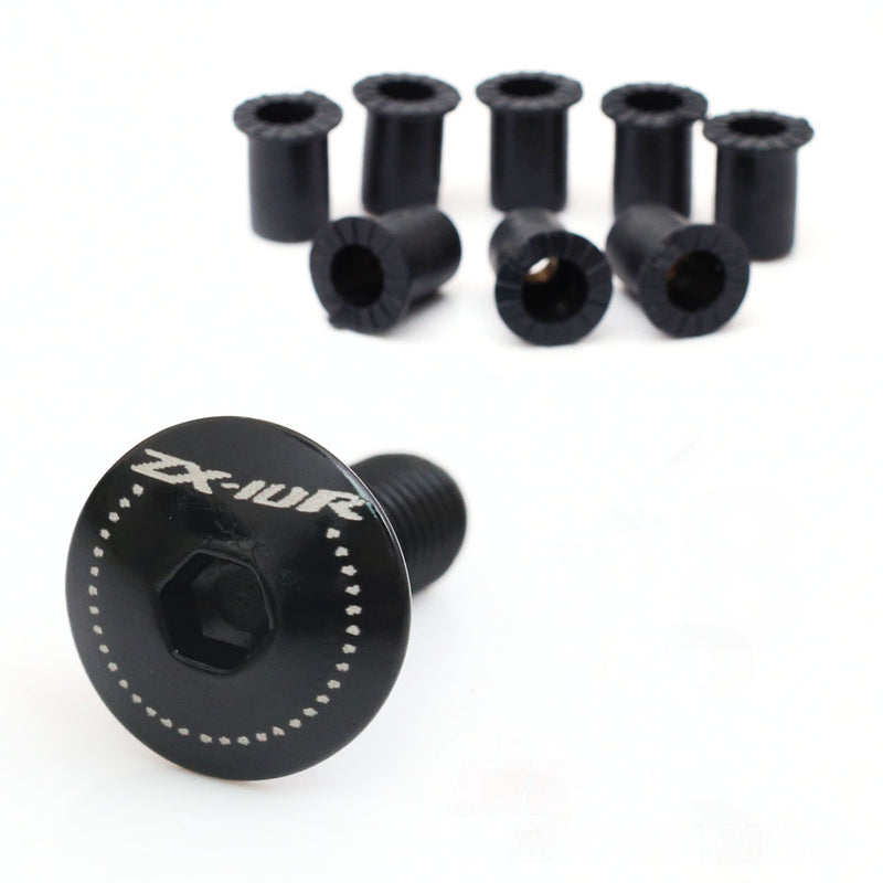Fit Kawasaki Ninja ZX-10R 04-20 Engraved Logo Windshield Bolts - MC Motoparts