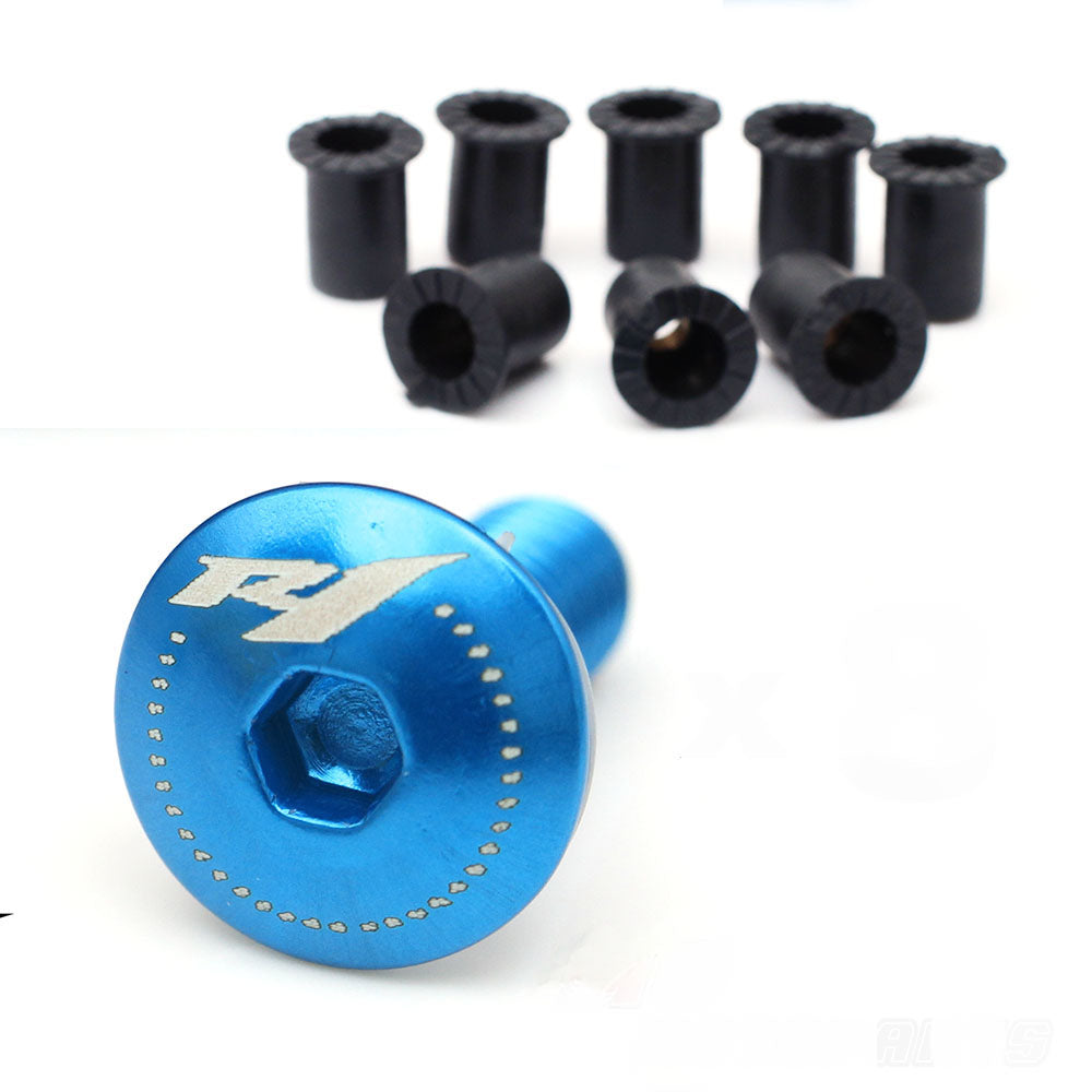 Fit Yamaha YZF R1 98-06 15-20 Engraved Logo Windshield Bolts - MC Motoparts