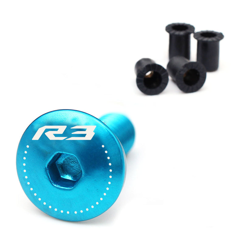 Fit Yamaha YZF R3 2014-2020 Engraved Logo Windshield Bolts - MC Motoparts