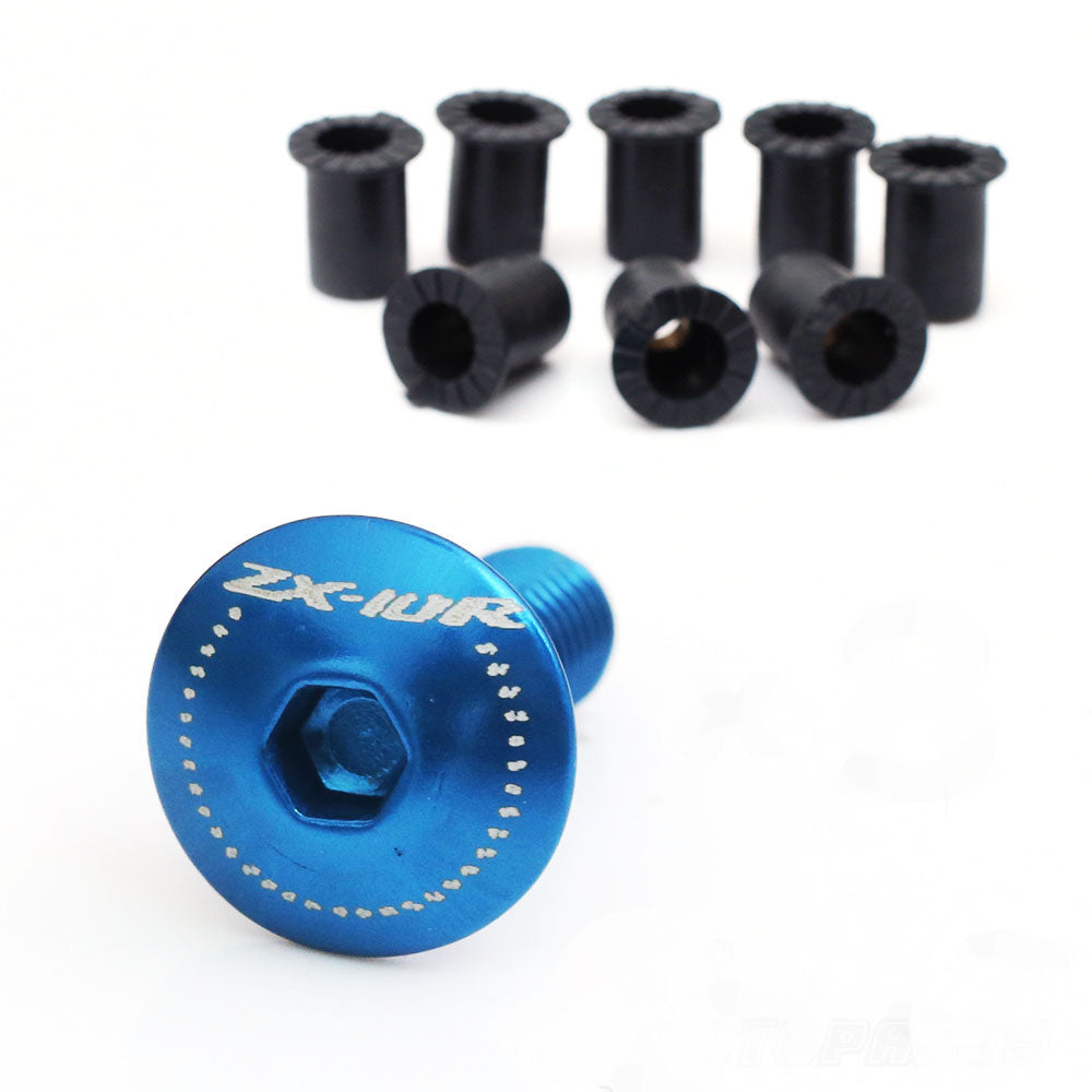 Fit Kawasaki Ninja ZX-10R 04-20 Engraved Logo Windshield Bolts - MC Motoparts