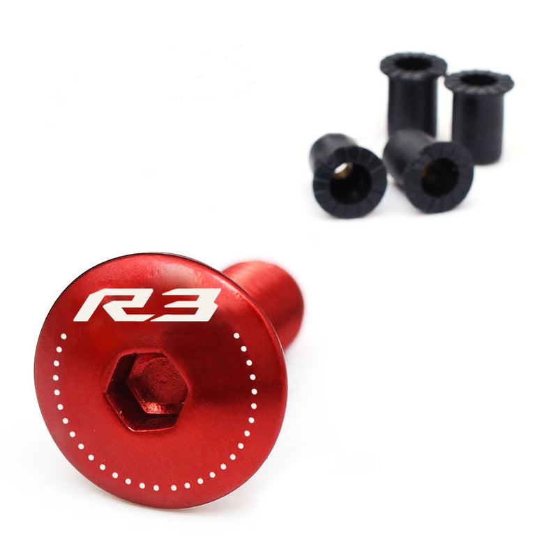 Fit Yamaha YZF R3 2014-2020 Engraved Logo Windshield Bolts - MC Motoparts