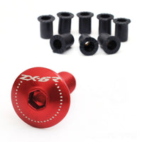 Fit Kawasaki Ninja ZX-6R 98-20 Engraved Logo Windshield Bolts - MC Motoparts