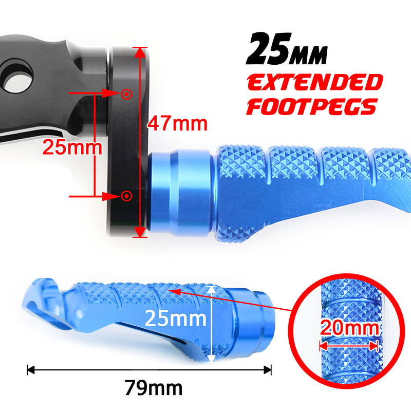 Fit Ducati Multistrada 1200 1000 RFIGHT 25mm Multi-step Front Blue Foot Pegs - MC Motoparts