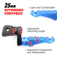 Fit Suzuki GSX-R 1000 600 750 RFIGHT 25mm Extension Front Blue Foot Pegs - MC Motoparts