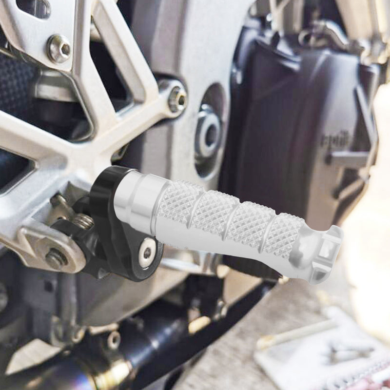 Fit Triumph Daytona 675 Thruxton R RFIGHT 25mm Multi-step Front Silver Foot Pegs - MC Motoparts