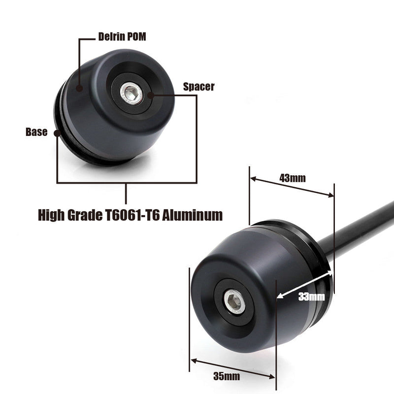 Fits Ducati Diavel 1260 Carbon Panigale 1199 1299 899 Aluminum Delrin Front Axle Fork Slider - MC Motoparts