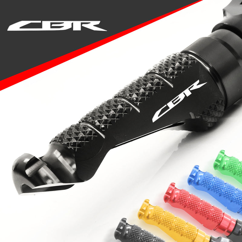 Honda CBR logo engraved front rider Black Foot Pegs