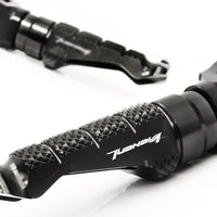 Aprilia TUONO V4 engraved front rider Black Foot Pegs