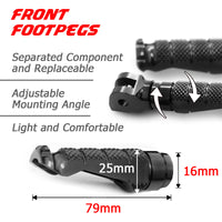Suzuki DL1000 DL650 engraved front rider Black Foot Pegs