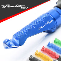 Suzuki Bandit 650 engraved front rider Blue Foot Pegs