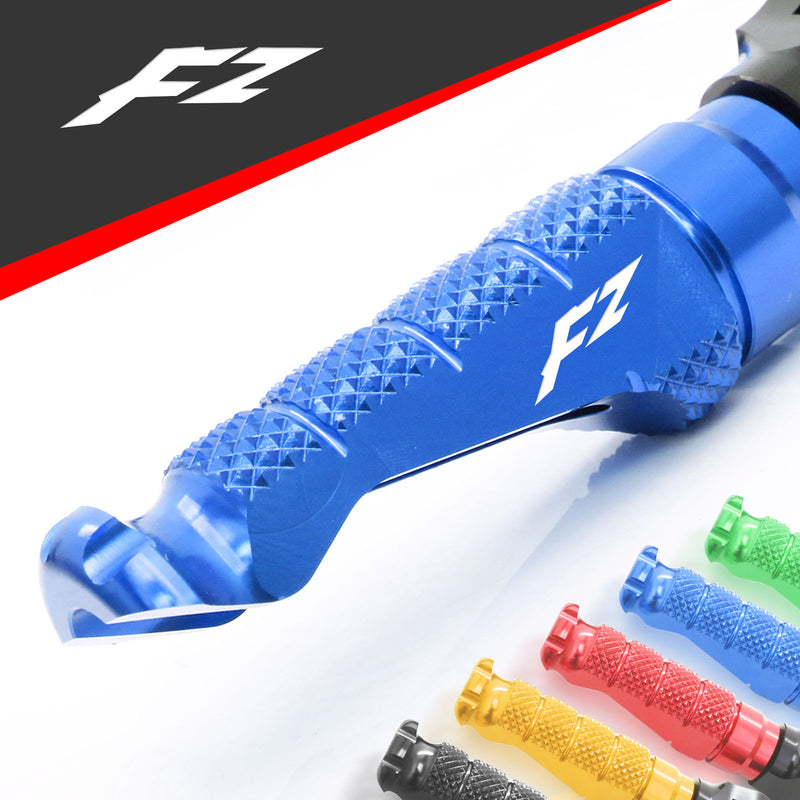 Yamaha FZ 400 FZ1 FZ6 FZ8 engraved front rider Blue Foot Pegs