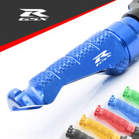 Suzuki GSXR 600 1000 engraved front rider Blue Foot Pegs