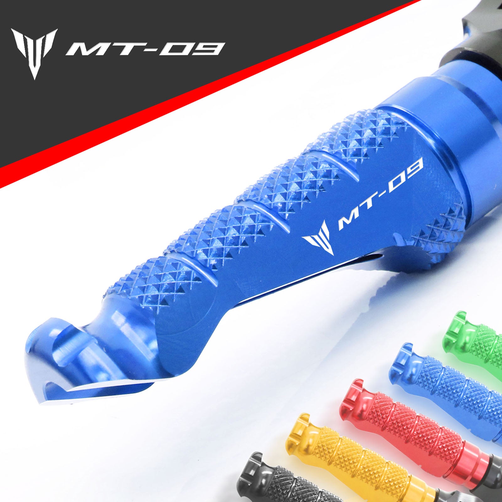 Yamaha MT-09 MT09 Tracer engraved front rider Blue Foot Pegs