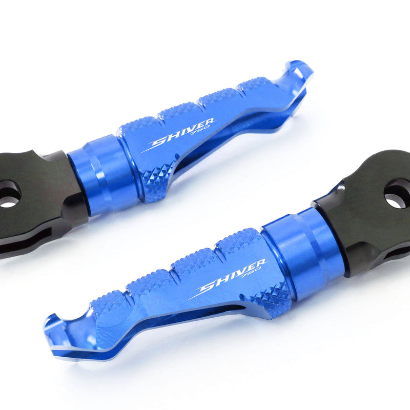 Fit Aprilia SL750 Shiver Engraved Logo R-FIGHT Front Blue Foot Pegs - MC Motoparts
