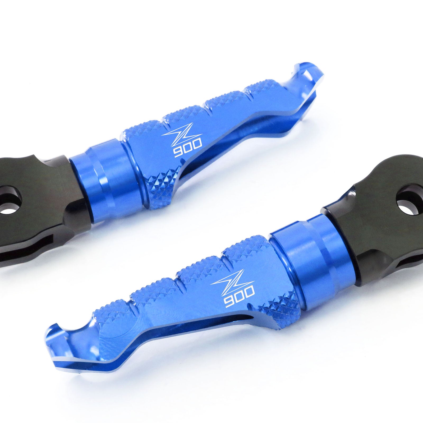 Kawasaki Z900 17-19 logo engraved front Blue Foot Pegs