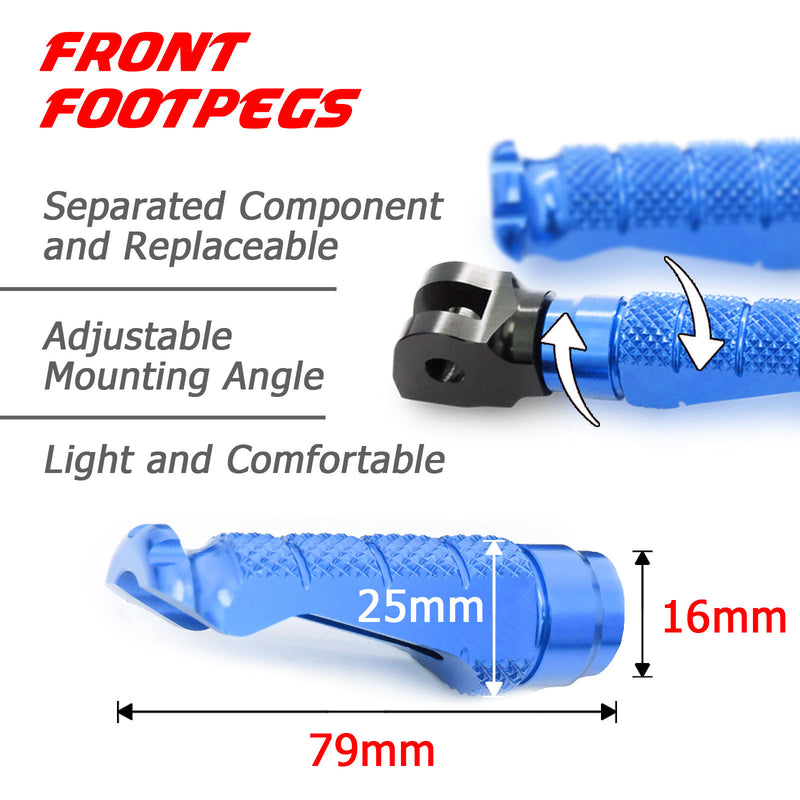 BMW F800GT engraved front rider Blue Foot Pegs
