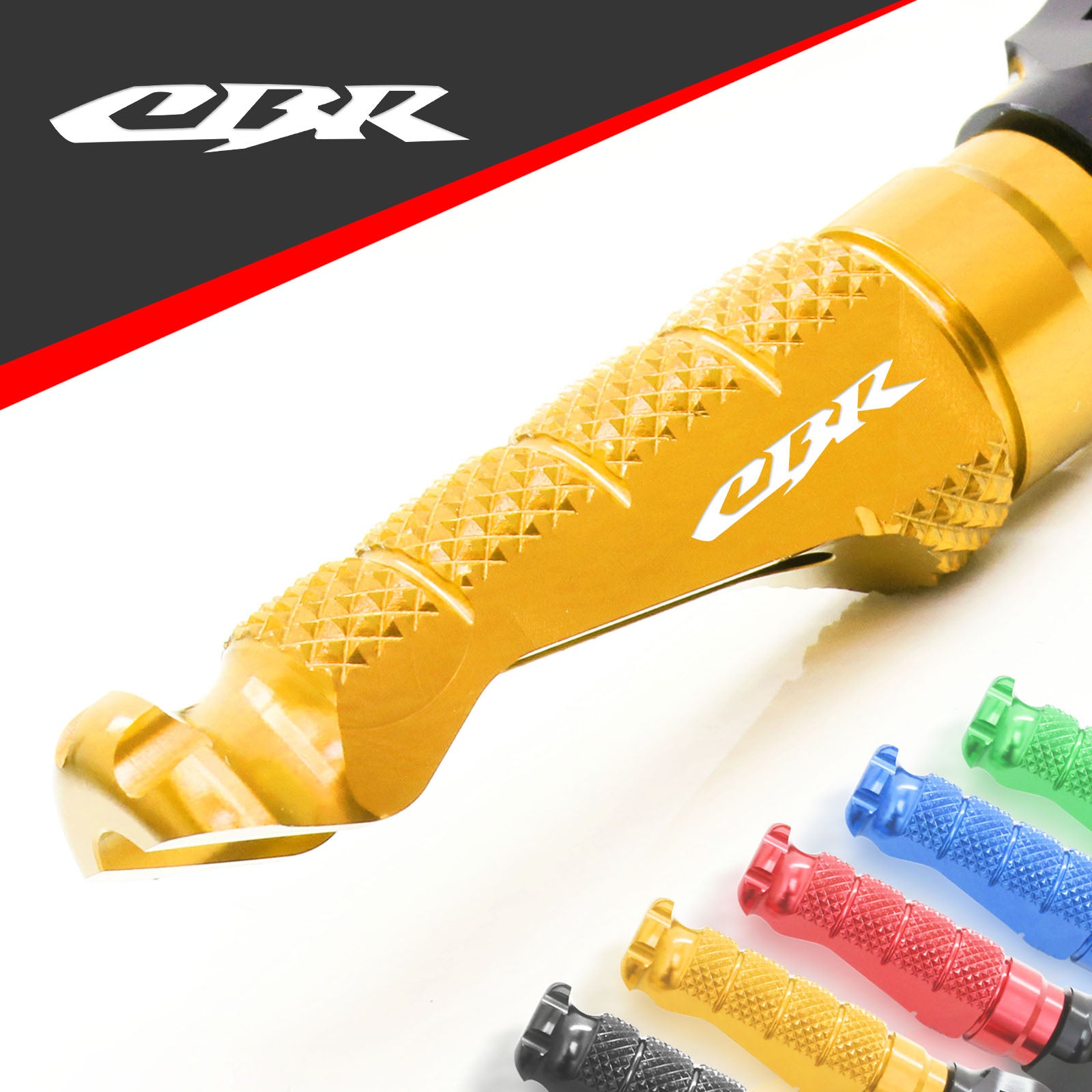 Honda CBR logo engraved front rider Gold Foot Pegs
