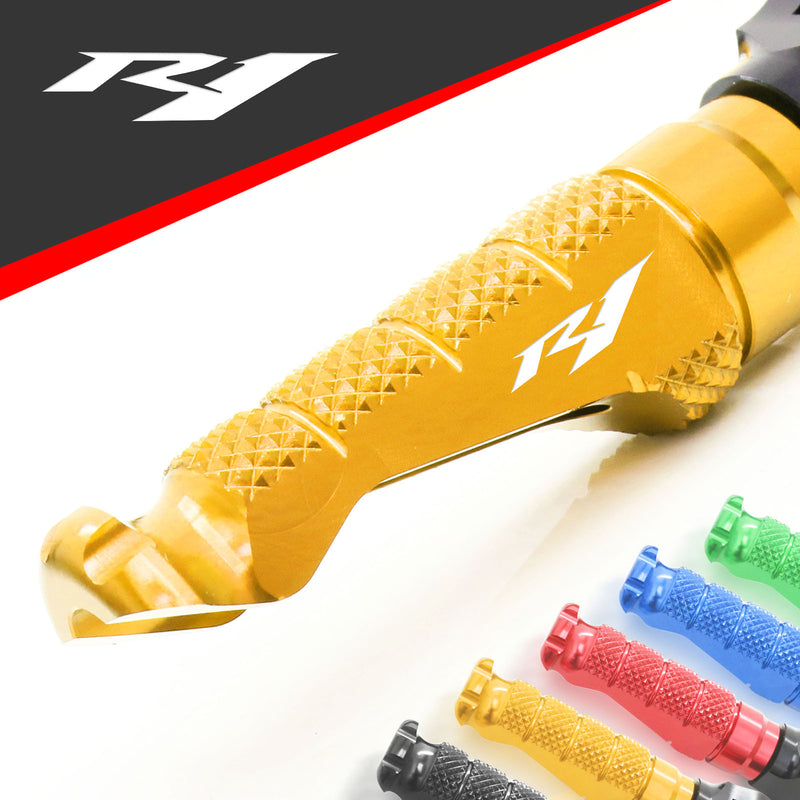 Yamaha YZF R1 R1M R1S engraved front rider Gold Foot Pegs