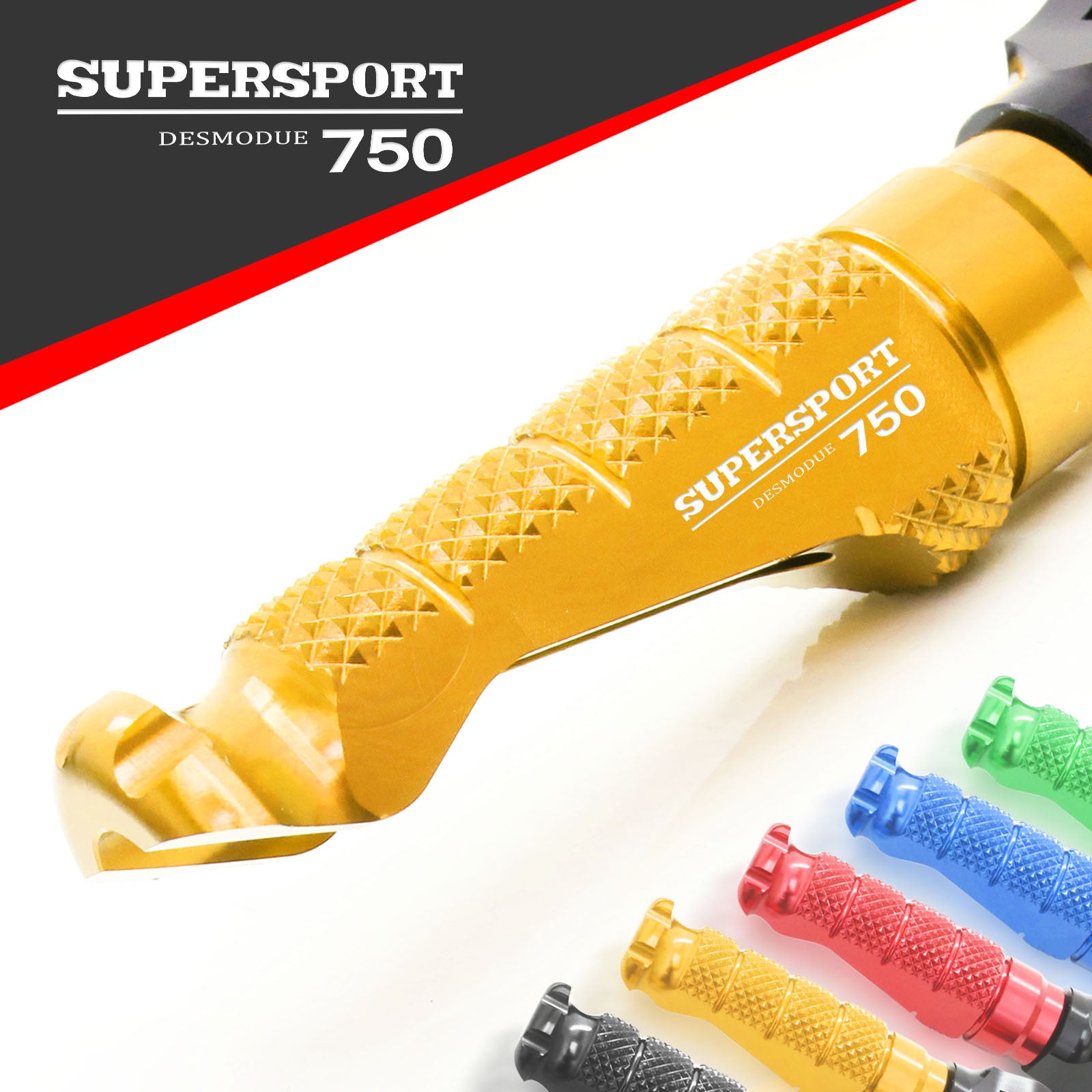 Ducati SuperSport 750 engraved front rider Gold Foot Pegs