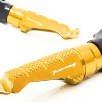 Aprilia TUONO V4 engraved front rider Gold Foot Pegs