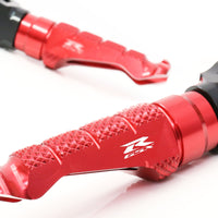 Suzuki GSXR 600 1000 engraved front rider Red Foot Pegs