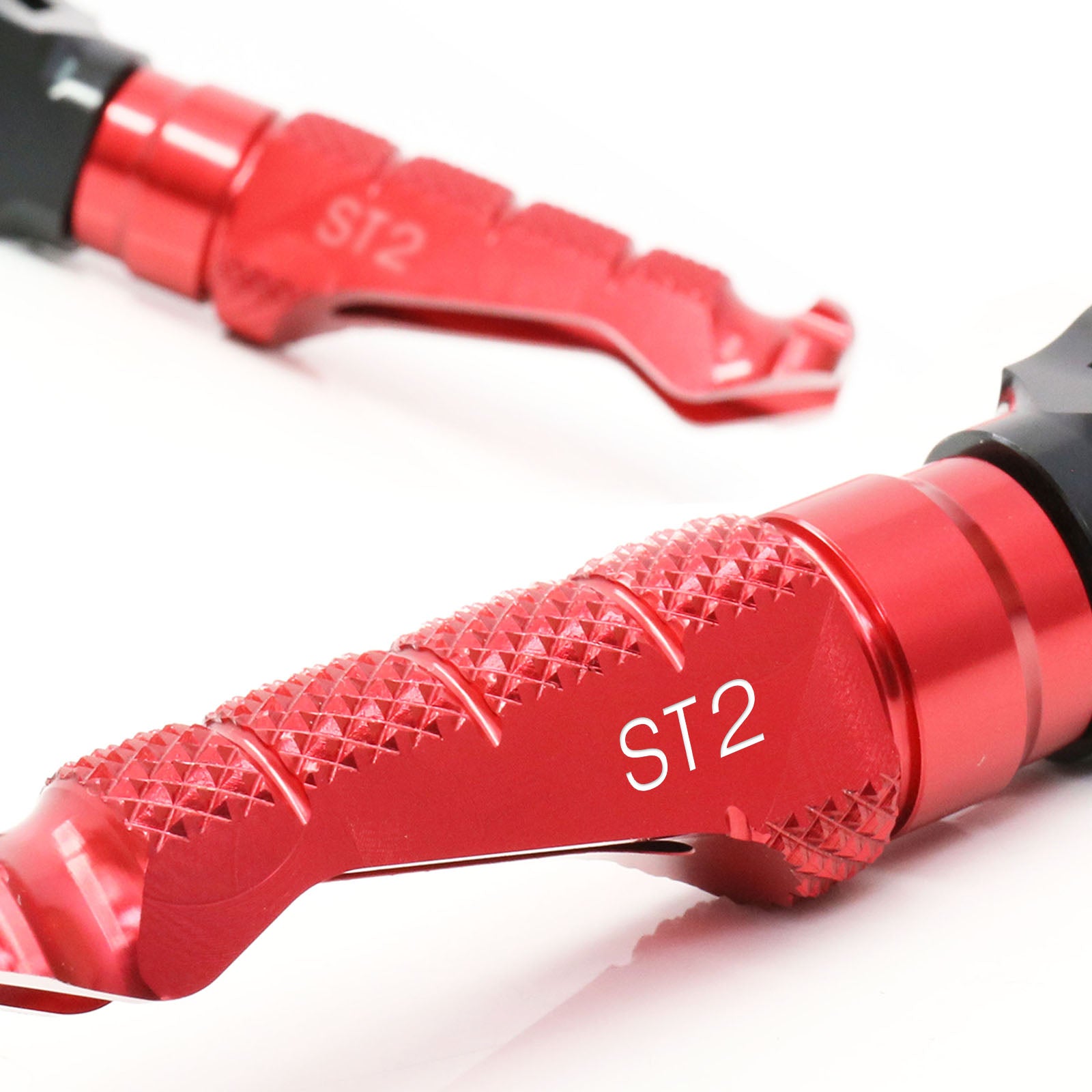 Fit Ducati Sport Touring ST2 Engraved Logo R-FIGHT Front Red Foot Pegs - MC Motoparts
