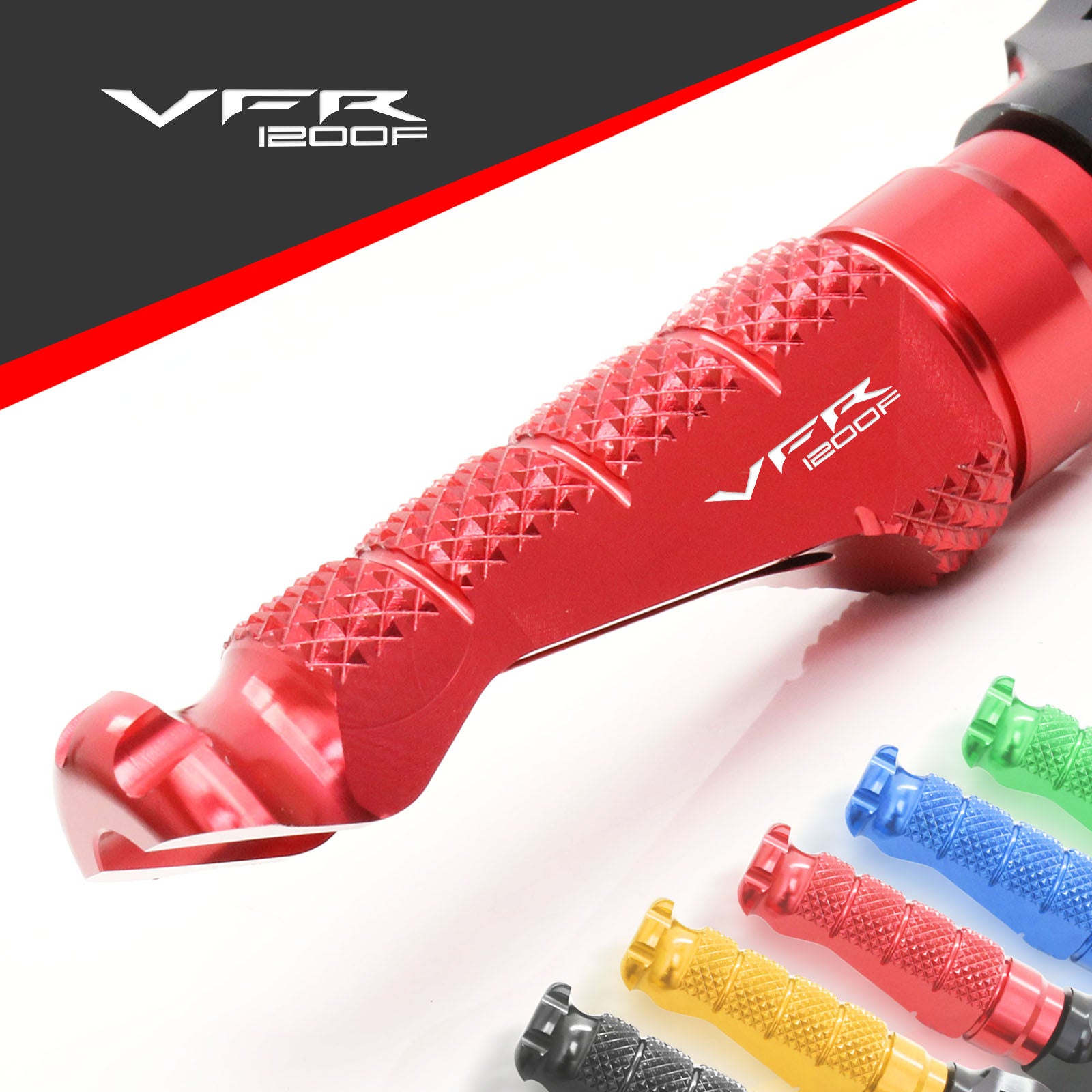 Honda VFR1200F logo engraved front rider Red Foot Pegs