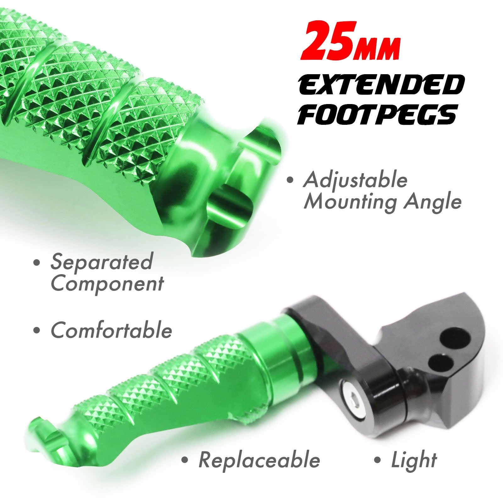 Fits Kawasaki ZX-6R ZX-7R Ninja 300R 25mm Extension Rear R-FIGHT Foot Pegs