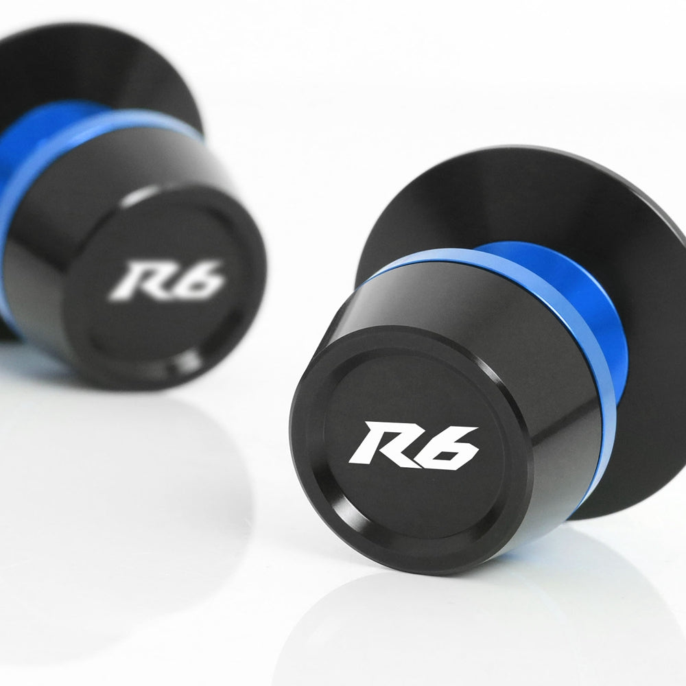 Fit Yamaha YZF R6 R6S Logo Engraved S-Fight 6mm Swingarm Spools - MC Motoparts