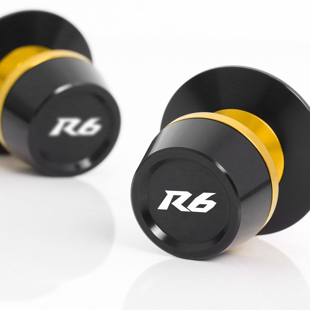 Fit Yamaha YZF R6 R6S Logo Engraved S-Fight 6mm Swingarm Spools - MC Motoparts