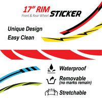 12 pcs White Strip 17 inch Wheel Front & Rear Rim Skin Sticker Set - MC Motoparts