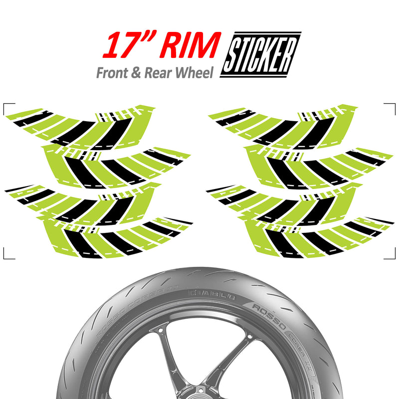 Awning Stripe Pattern 17 inch Wheel Front & Rear Removable Rim Sticker Set - MC Motoparts