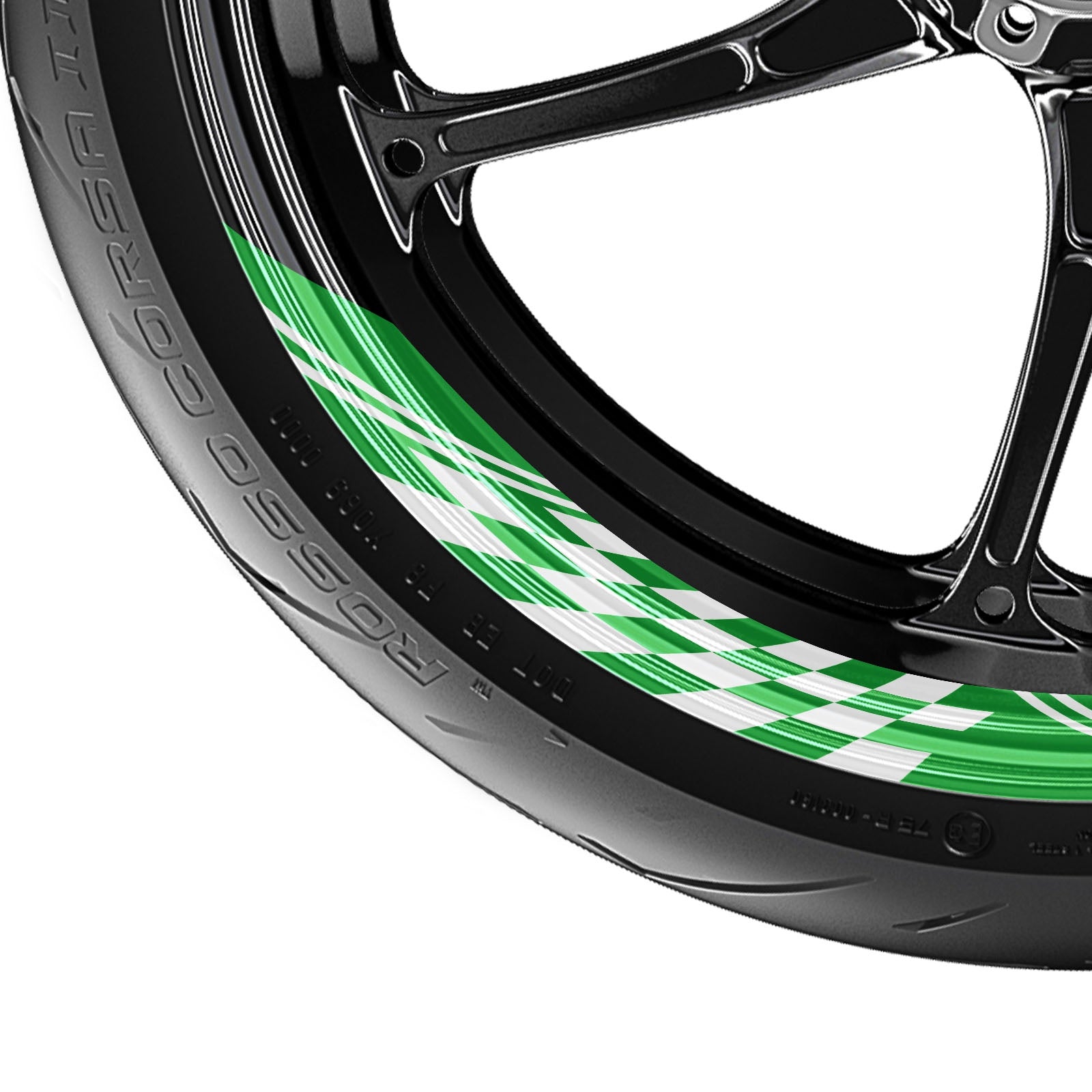 Check Pattern 17 inch Wheel Front & Rear Removable Rim Sticker Set - MC Motoparts