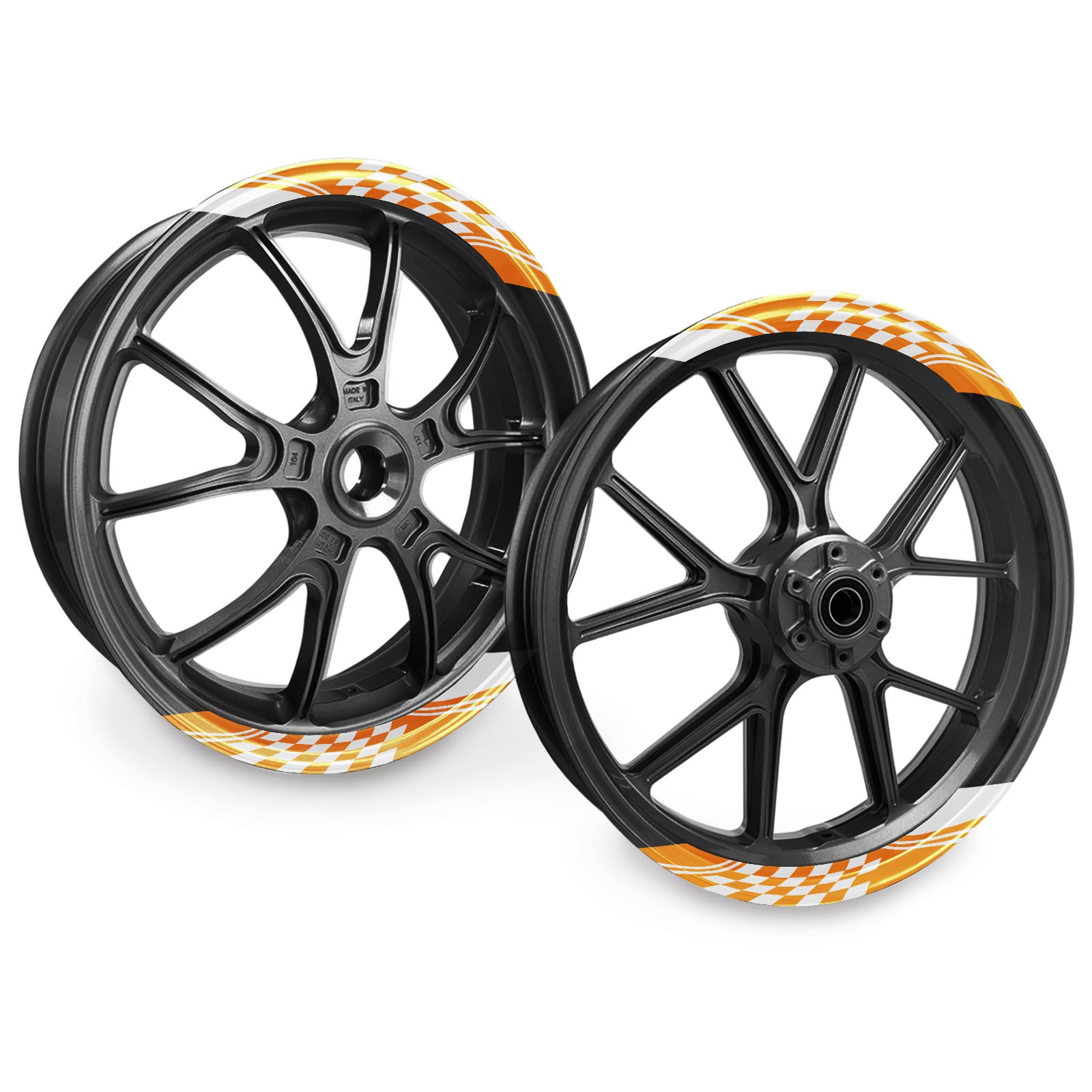 Check Pattern 17 inch Wheel Front & Rear Removable Rim Sticker Set - MC Motoparts