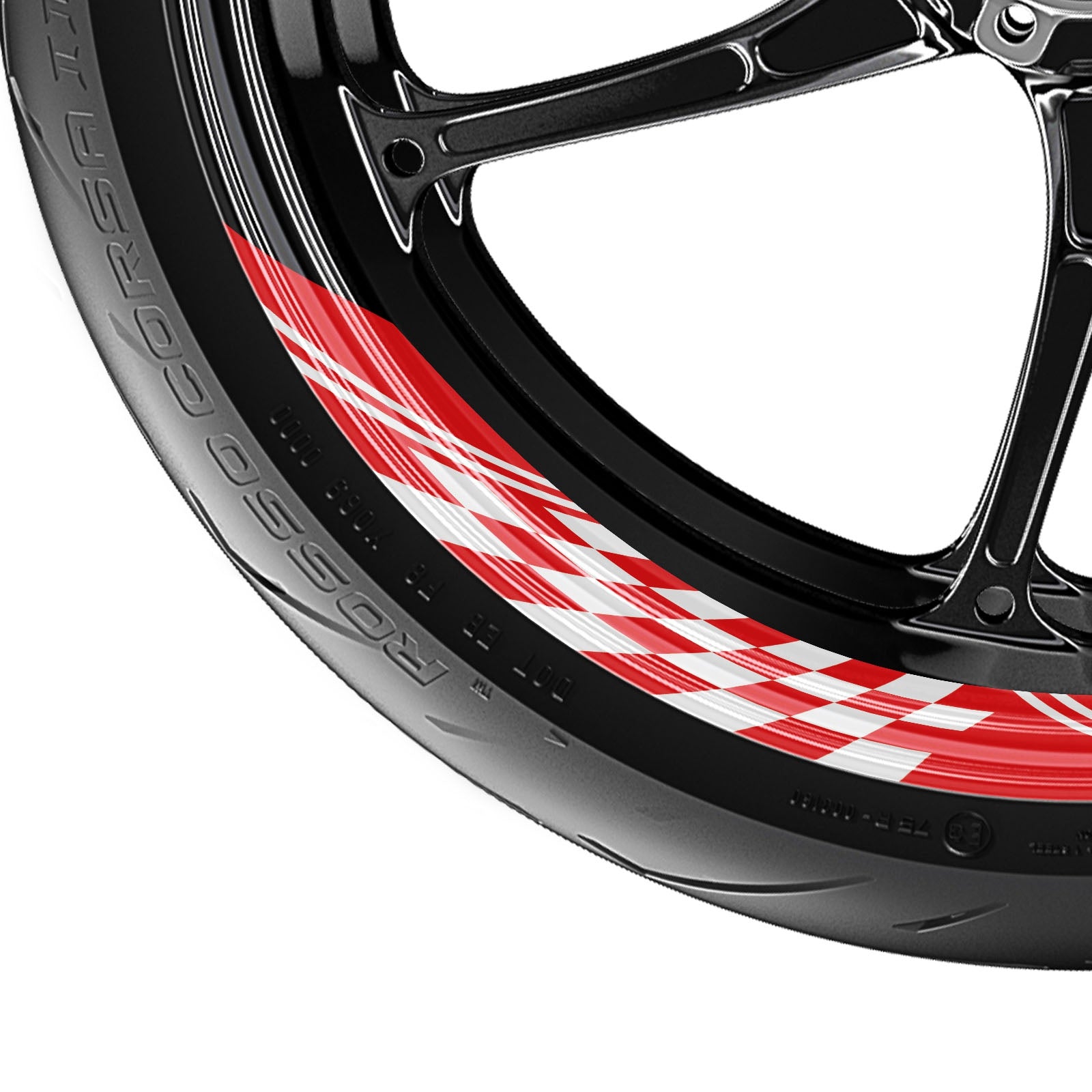 Check Pattern 17 inch Wheel Front & Rear Removable Rim Sticker Set - MC Motoparts