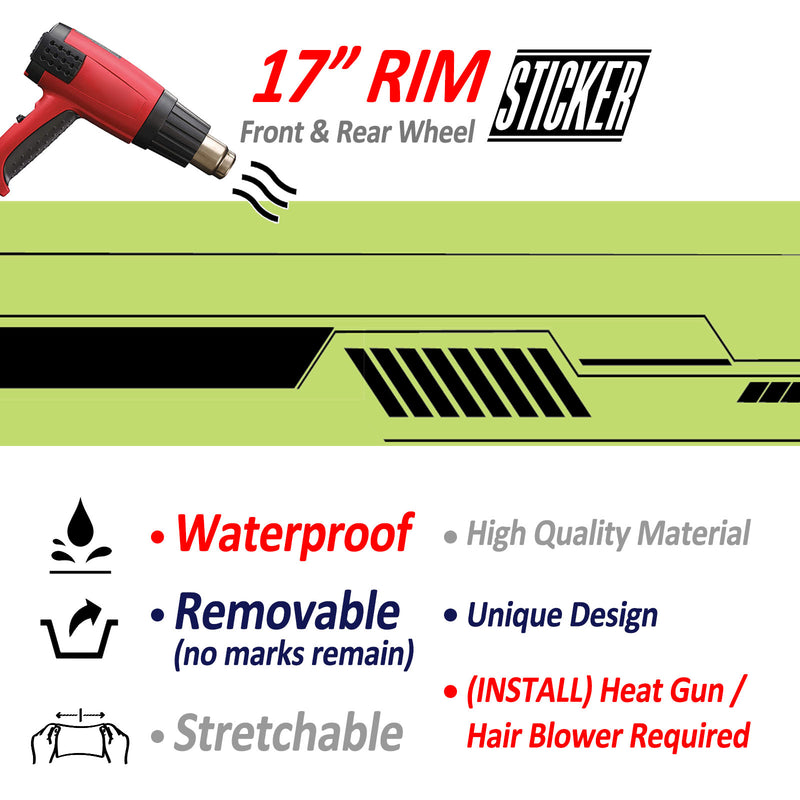 Robotic Pattern 17 inch Wheel Front & Rear Removable Rim Sticker Set - MC Motoparts