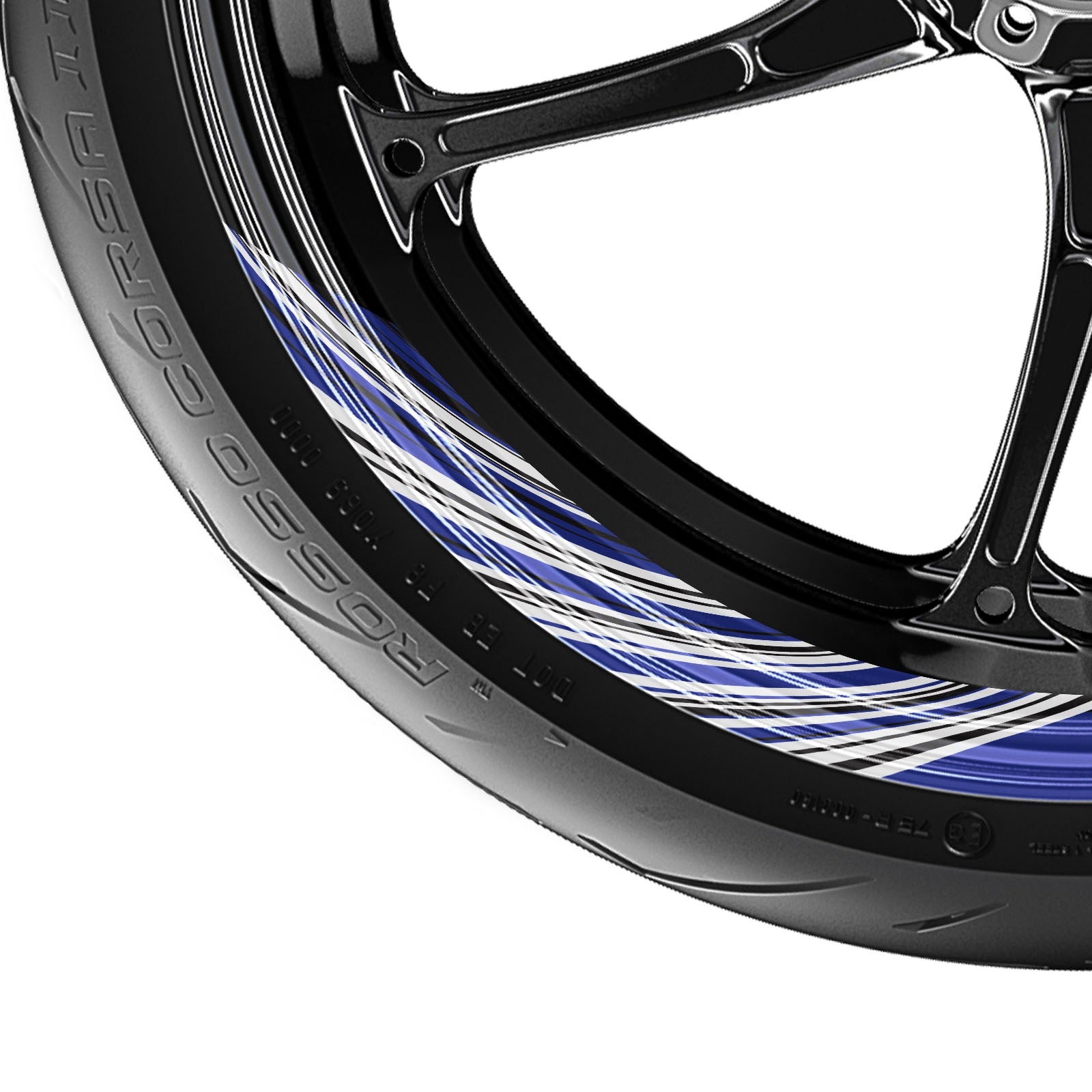 Stripe Pattern 17 inch Wheel Front & Rear Removable Rim Sticker Set - MC Motoparts