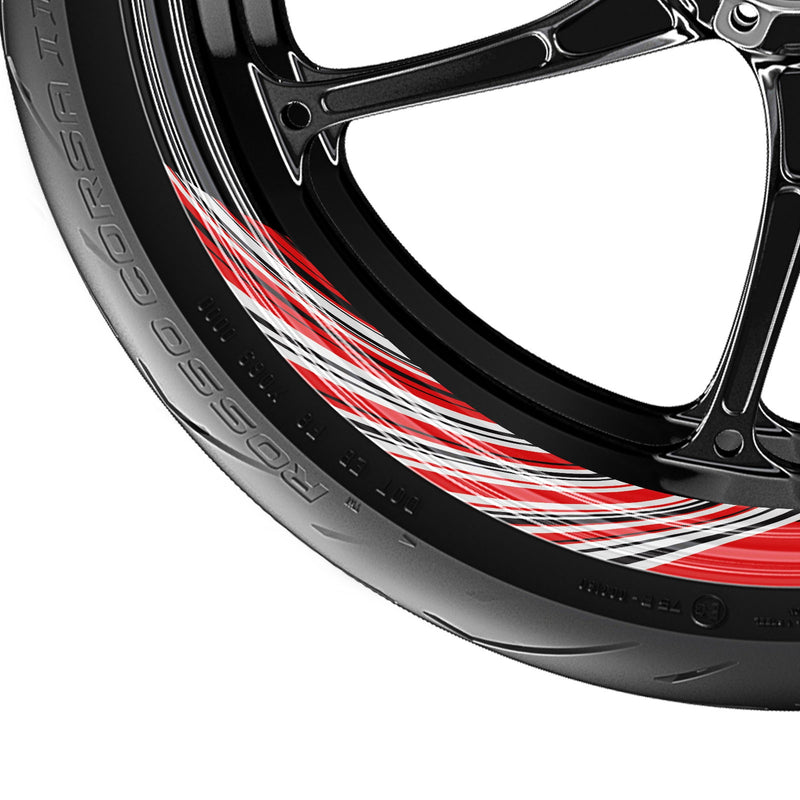 Stripe Pattern 17 inch Wheel Front & Rear Removable Rim Sticker Set - MC Motoparts