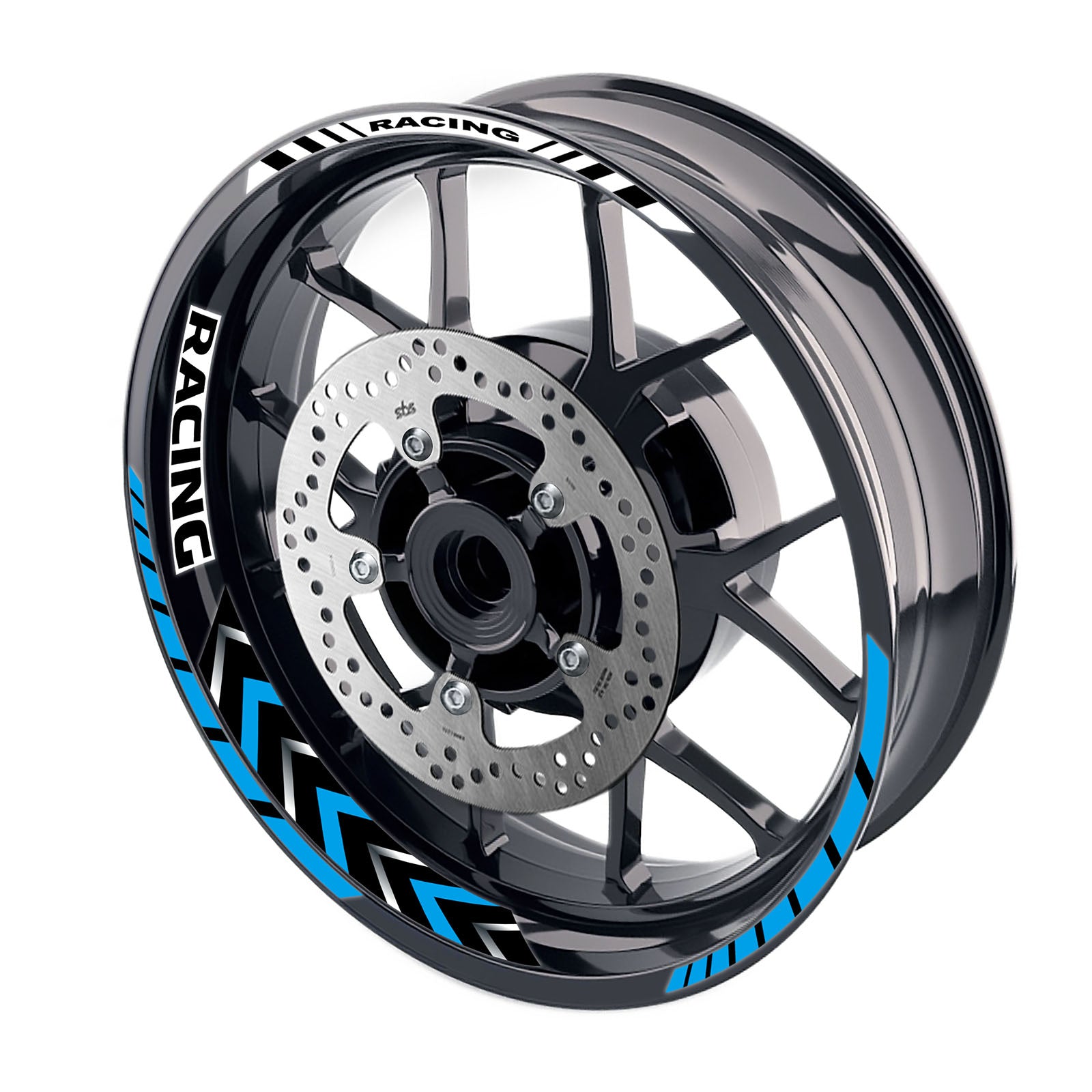 White Motorcycle Front & Rear Wheel Rim Sticker Racing Arrows