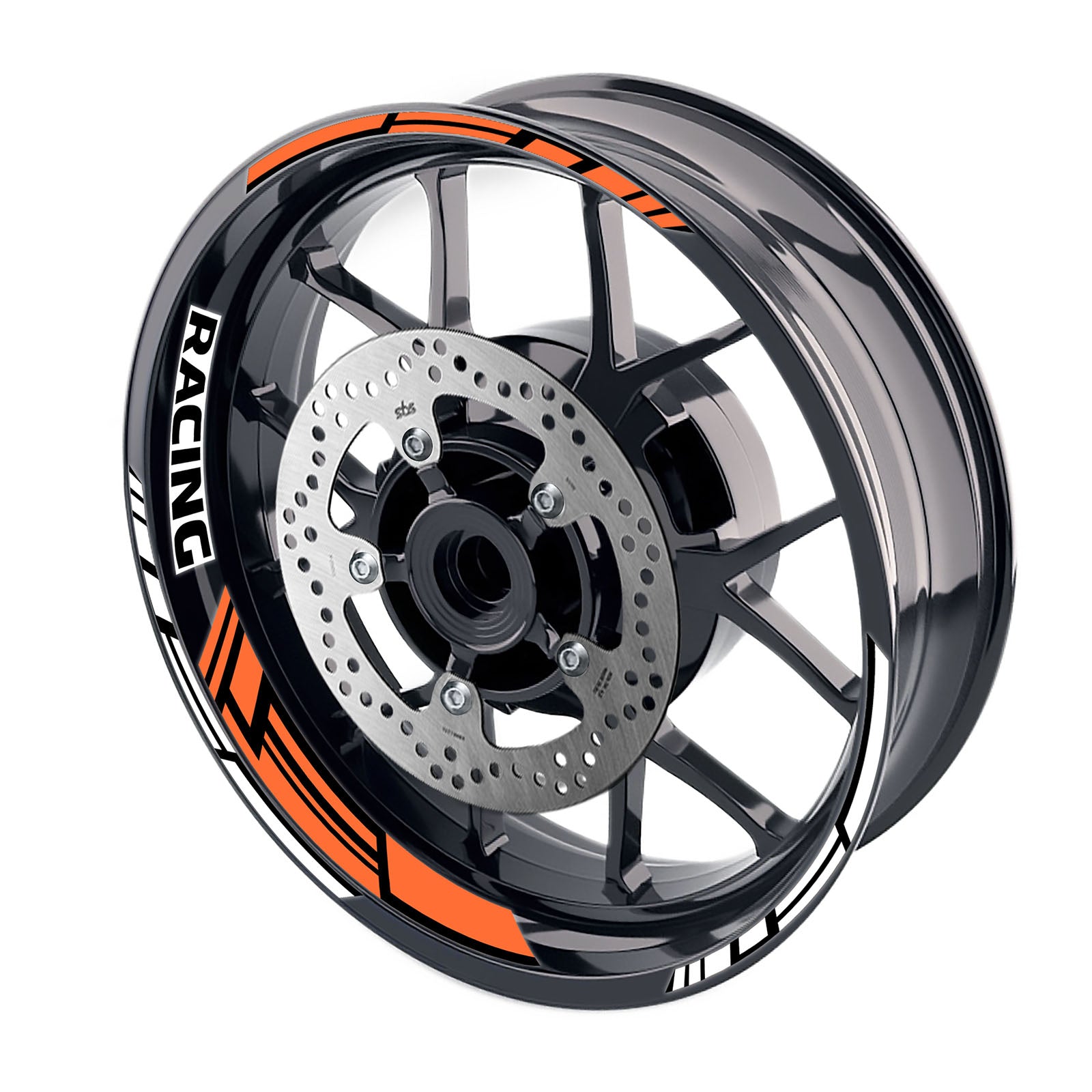 Orange Motorcycle Front & Rear Wheel Rim Sticker Racing Lining